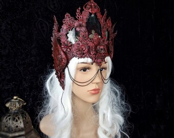 Church window wing crown "Skull king" face frame, headdress, valkyrie, fantasy, vampire, shieldmaiden, gothic/made to order