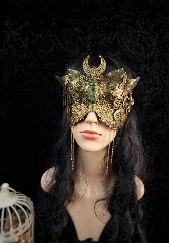 blind mask " King & Queen " , gothic crown, gothic headpiece, religious, cosplay, cathedral, medusa costume, fantasy mask / MADE TO ORDER