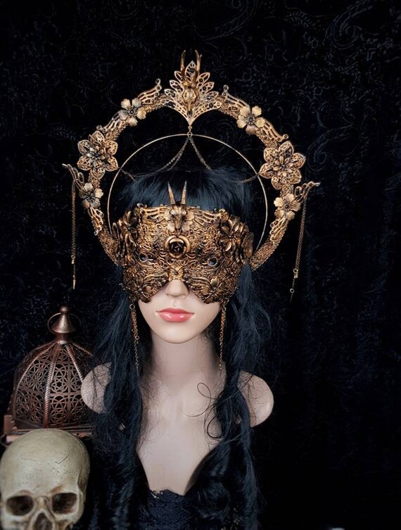Pagan Set Cernunnos halo & mask medusa costume Etsy