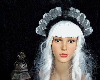 Ready for immediate delivery, single item "Dark" headband, pagan, cosplay, headdress, witch, larp, fantasy, gothic, crown, skull, vampire