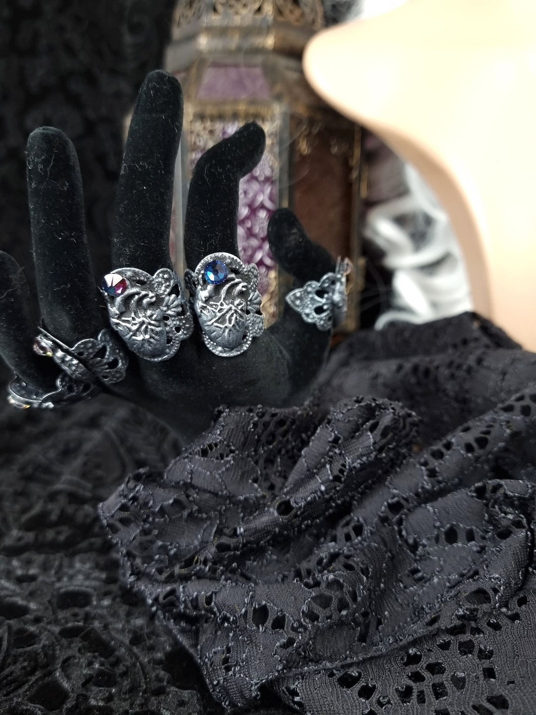 Mmd Vampire Rings 5 Gothic Rings, Anatomical Heart, Witch, Vampire, Cosplay, Larp ...