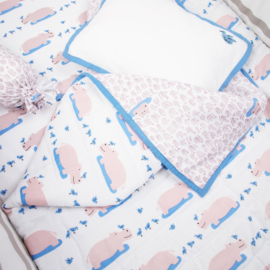 Happy As A Hippo Organic Cot Bedding Set Custom Nursery Crib Etsy
