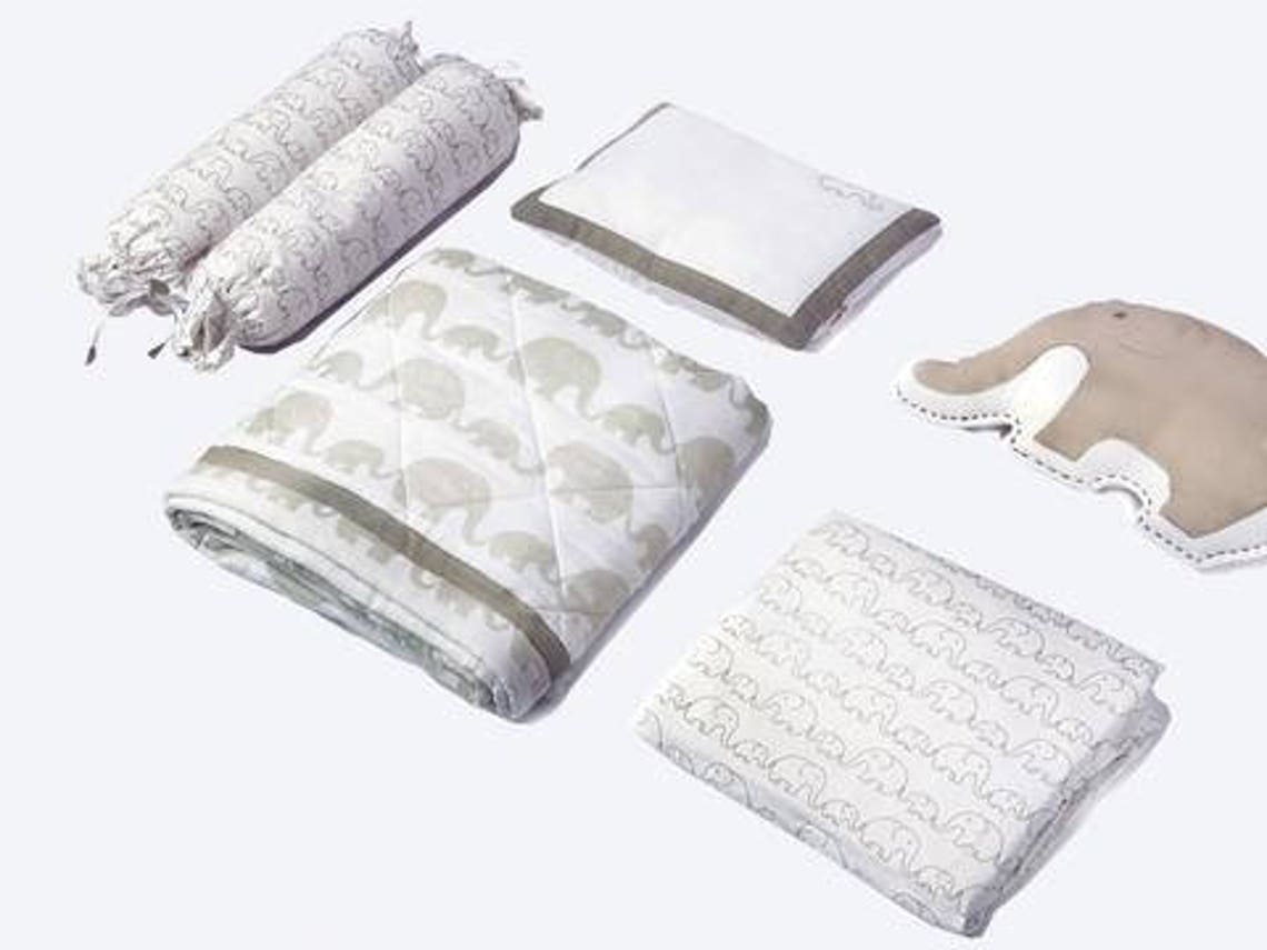 Elephant Parade Organic Cot Bedding Set Custom Nursery Crib Etsy