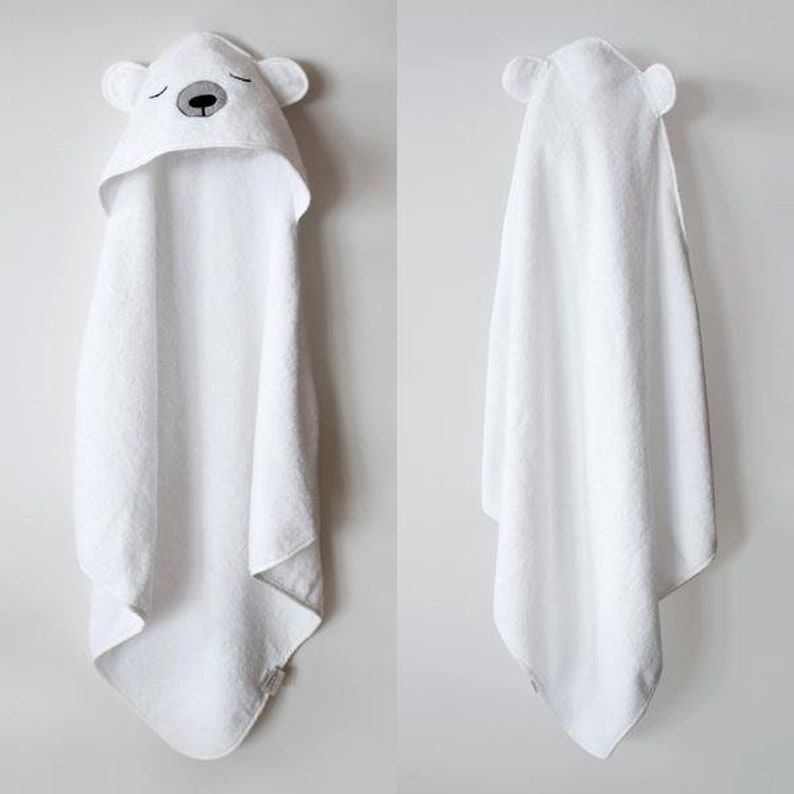 Polar Bear Hooded Towel cloud White Organic Baby Towel Etsy Canada