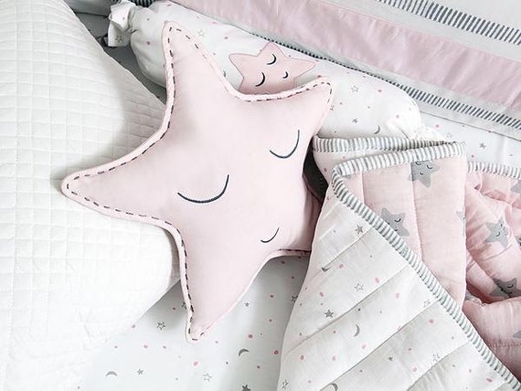 pink star cot bedding