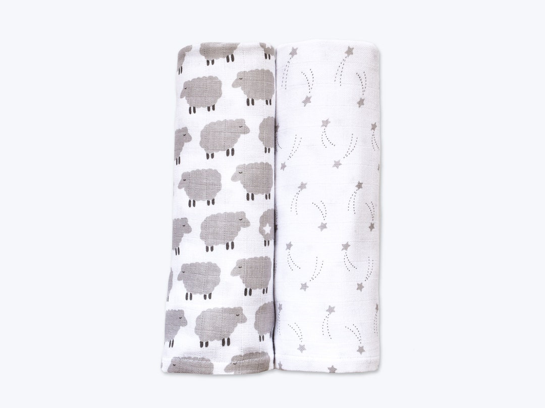Counting Sheep Organic Muslin Swaddles pack of 2 Swaddle Etsy