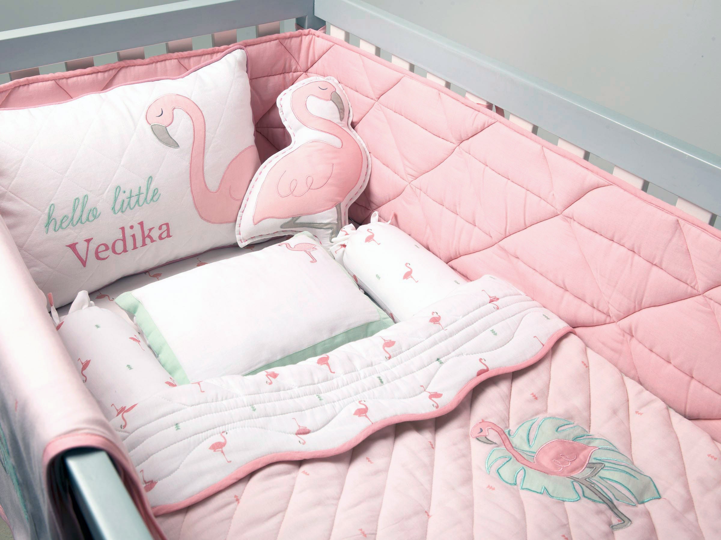 Pink Flamingo Organic Cot Baby Bedding 