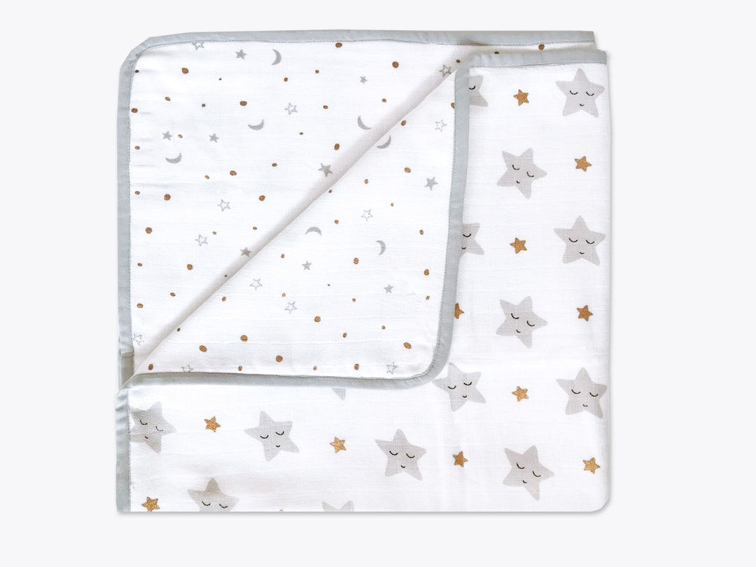 Sleepy Star gold Organic Muslin Baby Blanket Star Gold Etsy