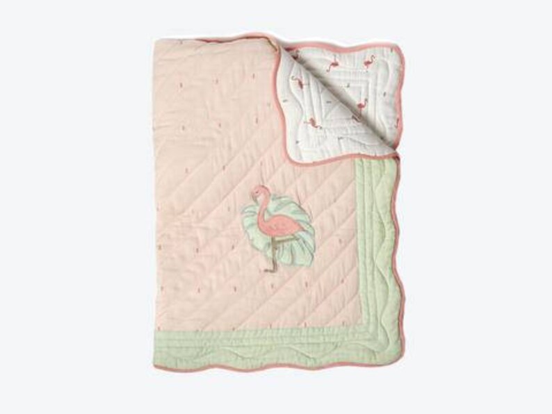 Hello Flamingo Organic Cotton Baby Blankets, Baby Quilt Blanket