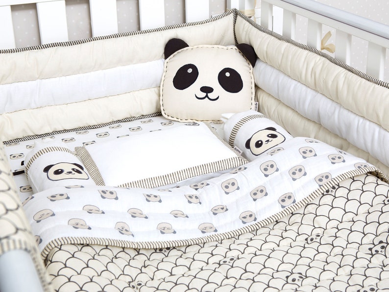 Modern Panda Organic Cot Bedding Set Image 0