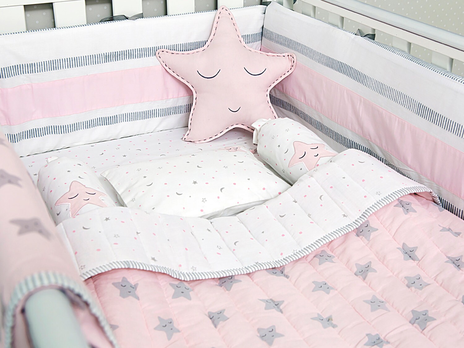 baby girl cot bumper set