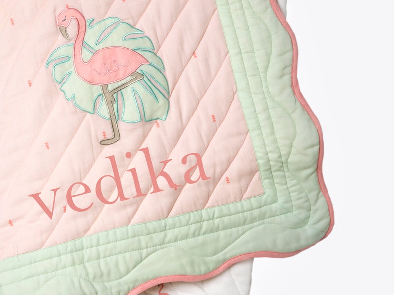 Hello Flamingo Organic Cotton Baby Blankets, Baby Quilt Blanket