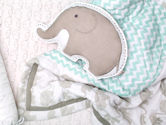 Elephant Parade Organic Cot Bedding Set Custom Nursery Crib