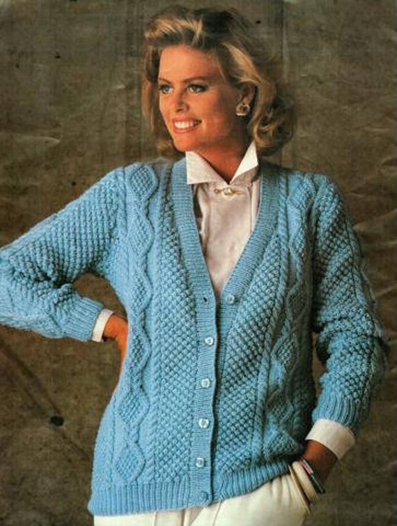Vintage Ladies Cardigan Knitting Pattern instant pdf sizes 85 | Etsy