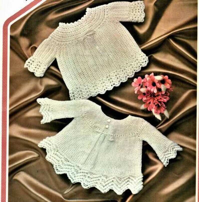 Instant Download pdf 3 Ply Yarn or Wool Angel Tops Size 18 to 19 Inch Chest Nearly Free Baby Knitting and Crochet Pattern