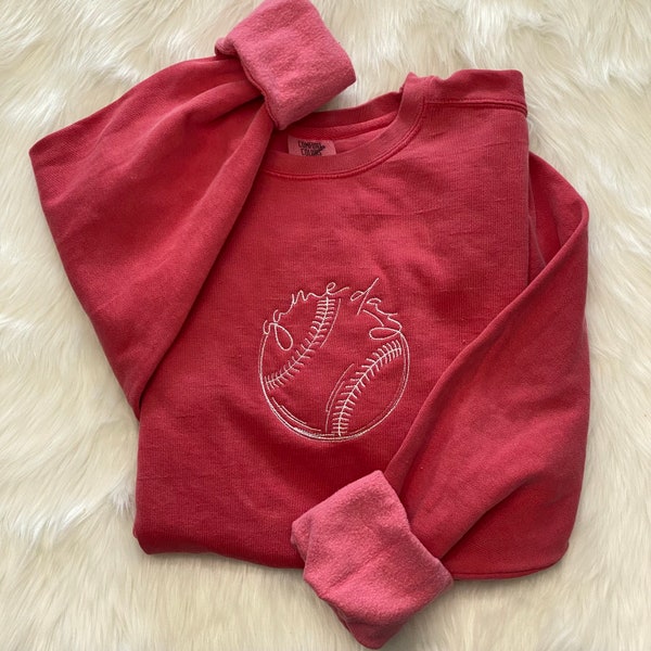 Embroidered Game Day Baseball/Softball Sweatshirt | Softball/Baseball Sweatshirt | Embroidered Sweatshirt | Gift | Sports Sweatshirt
