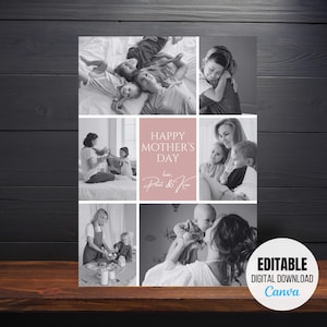 Carte de fête des mères Cadeaux numériques pour la fête des Mères Modèle imprimable floral élégant Photo instantanée minimaliste en téléchargement numérique Bonne fête des mères