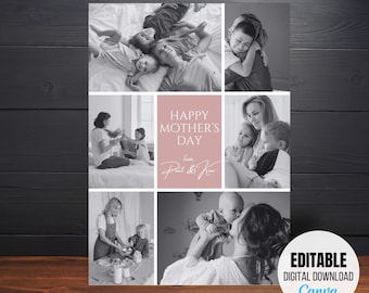 Mothers Day Card Digital Mother's Day Gifts Elegant Floral Printable Template Minimalist Instant Photo Digital Download Happy Mother's Day
