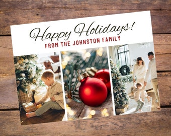 Digital Download, Happy Holidays Card Template, Fully Editable Text and Picture, Self-Editing, Merry Christmas, Downloadable, Template