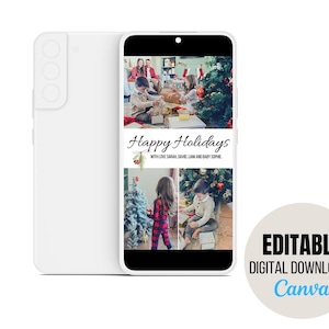 Carte virtuelle numérique avec photo de vacances, cartes de Noël avec photo, modèle de carte de Noël numérique, modèle de carte IG Story, photo de carte électronique de Noël