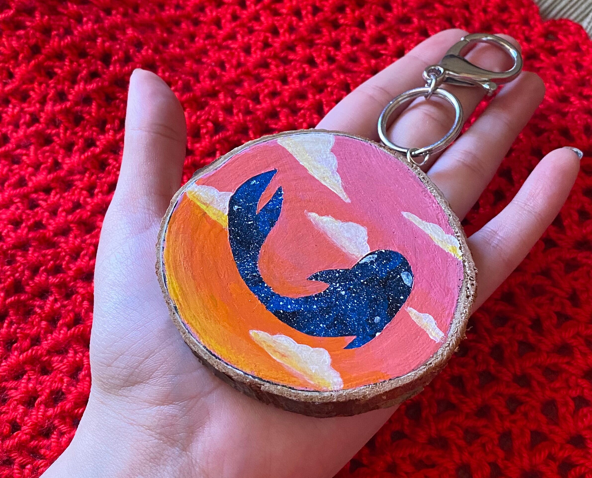 Sunset Koi Keychain Acrylic Painting Etsy