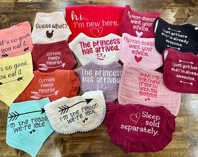 Funny Embroidered Baby Bib - Girls Collection