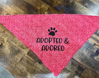 Over the Collar Funny Embroidered Dog Bandana - Adopted