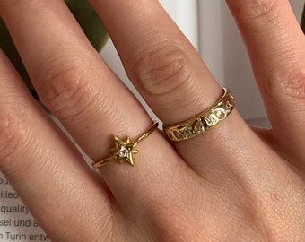 North star ring - stacking ring - tiny north star gold ring - zodiac jewelry - small ring - tiny gold ring - star ring - ring -C1-R-8142