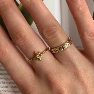 North star ring stacking ring tiny north star gold ring zodiac jewelry small ring tiny gold ring star ring ring C1-R-8142 image 1