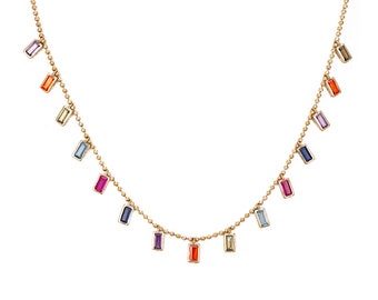 Rainbow baguette deals necklace