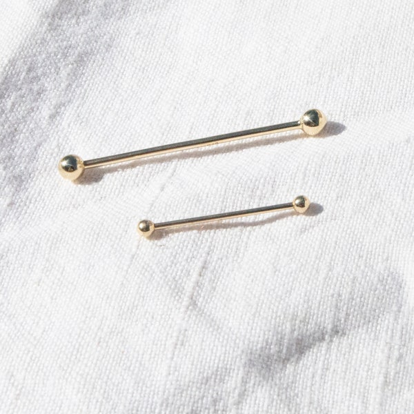 9ct gold - Silver - scaffold bar- industrial piercing - bar bell - scaffold - 9ct stud earring - helix - cartilage - gold -I3SB-0784-0485