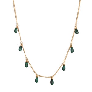 Malachite - bead charm chain necklace - gold - silver - necklace - Malachite stone - gold necklace - charm - silver necklace -C1-CN-8365-MAL