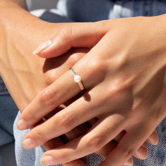 9ct gold - pearl antique ring - ring - pearl ring