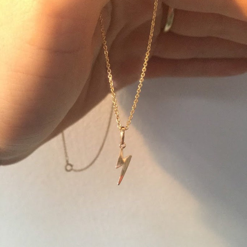 9ct Gold Lightning Bolt Necklace Bolt Necklace Tiny Etsy UK