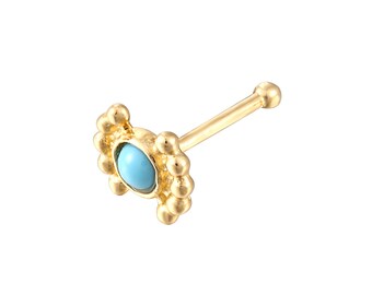 9ct gold - turquoise - nose stud - turquoise nose stud - tiny gold stud - body jewelry - gold - gold nose stud - tiny nose stud -I3-NS-1146