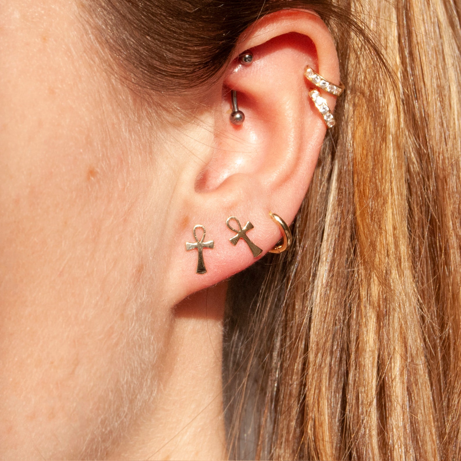 9ct gold ankh studs stud earrings hieroglyphic earrings Etsy