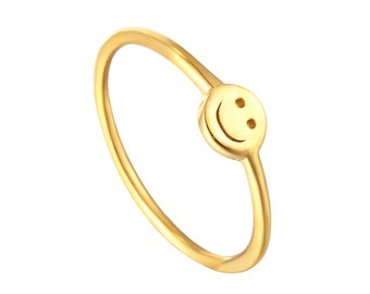 Smile face ring - smile ring - gold ring - stacking ring - smile face ring - silver ring - pinky ring - signet ring - band - 90 -E2-R-7446