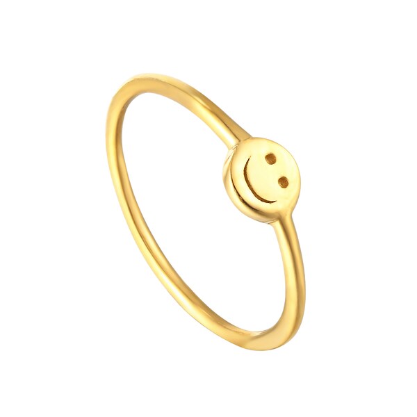 Smiley face ring - smile ring - gold ring - stacking ring - smiley face ring - silver ring - pinky ring - signet ring - band - 90 -E2-R-7446