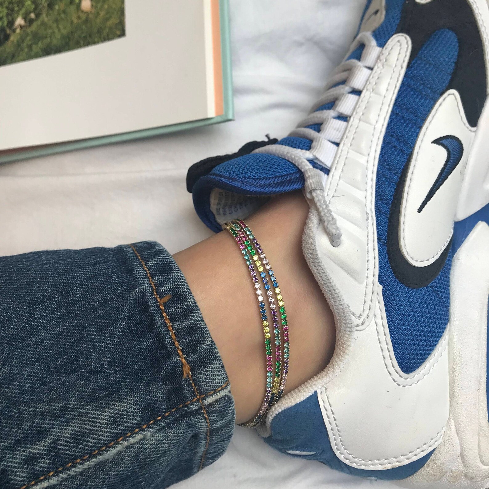 Rainbow Cz Tennis Anklet Rainbow Tennis Anklet Silver Etsy