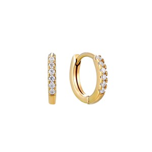 Tiny cz - gold hoops - cubic zirconia - tiny gold hoop earrings - small hoop earrings - tiny hoops - cartilage hoops - hoops - P3HU-0173