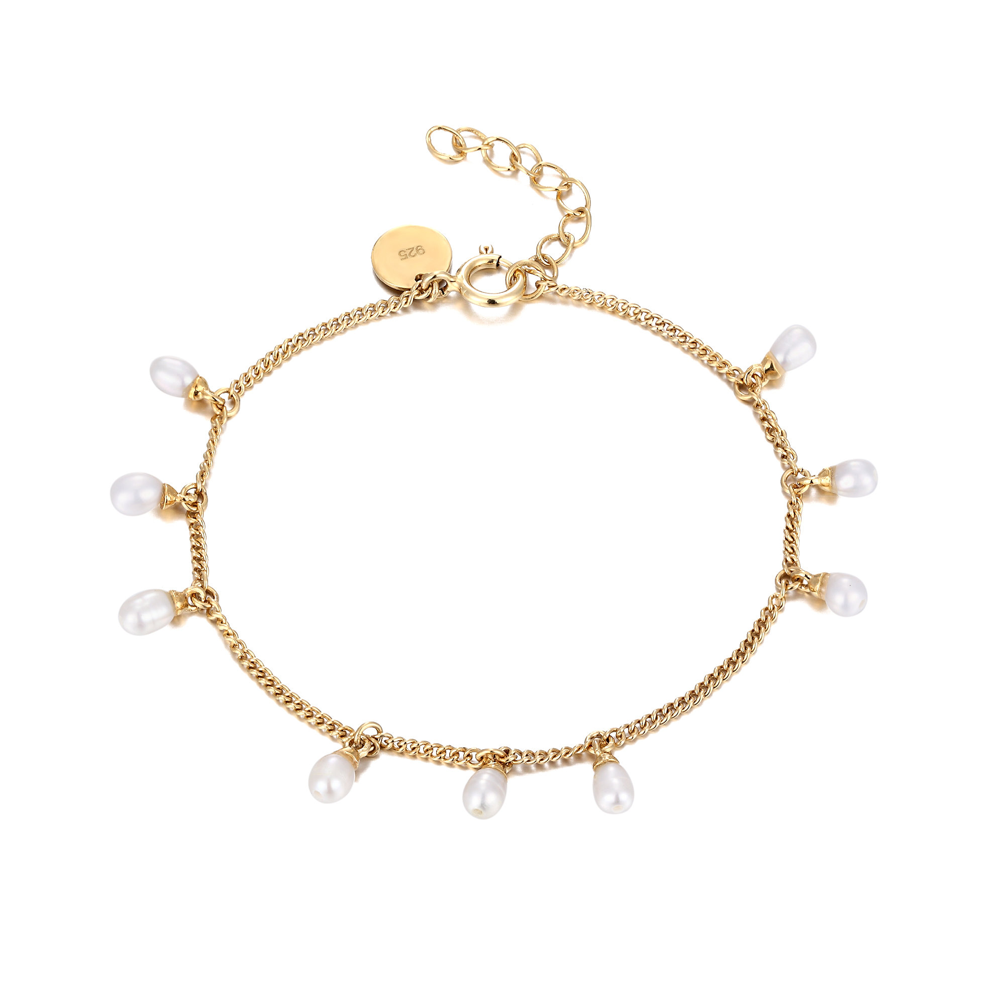 Pearl - bead charm bracelet - thin bracelet - Pearl - gold bracelet - charms - gold - silver - bracelet - silver bracelet -C1-CB-5790-PEA