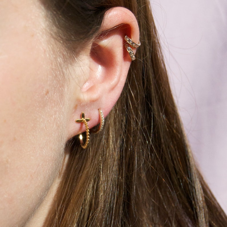dot hoops gold M30297 bobble gold earrings hoop earrings stud earrings gold dot stud earrings Half hoop hoops gold studs