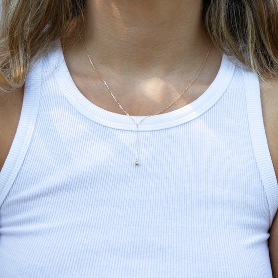 9ct Gold Lariat Necklace Bead Lariat 
