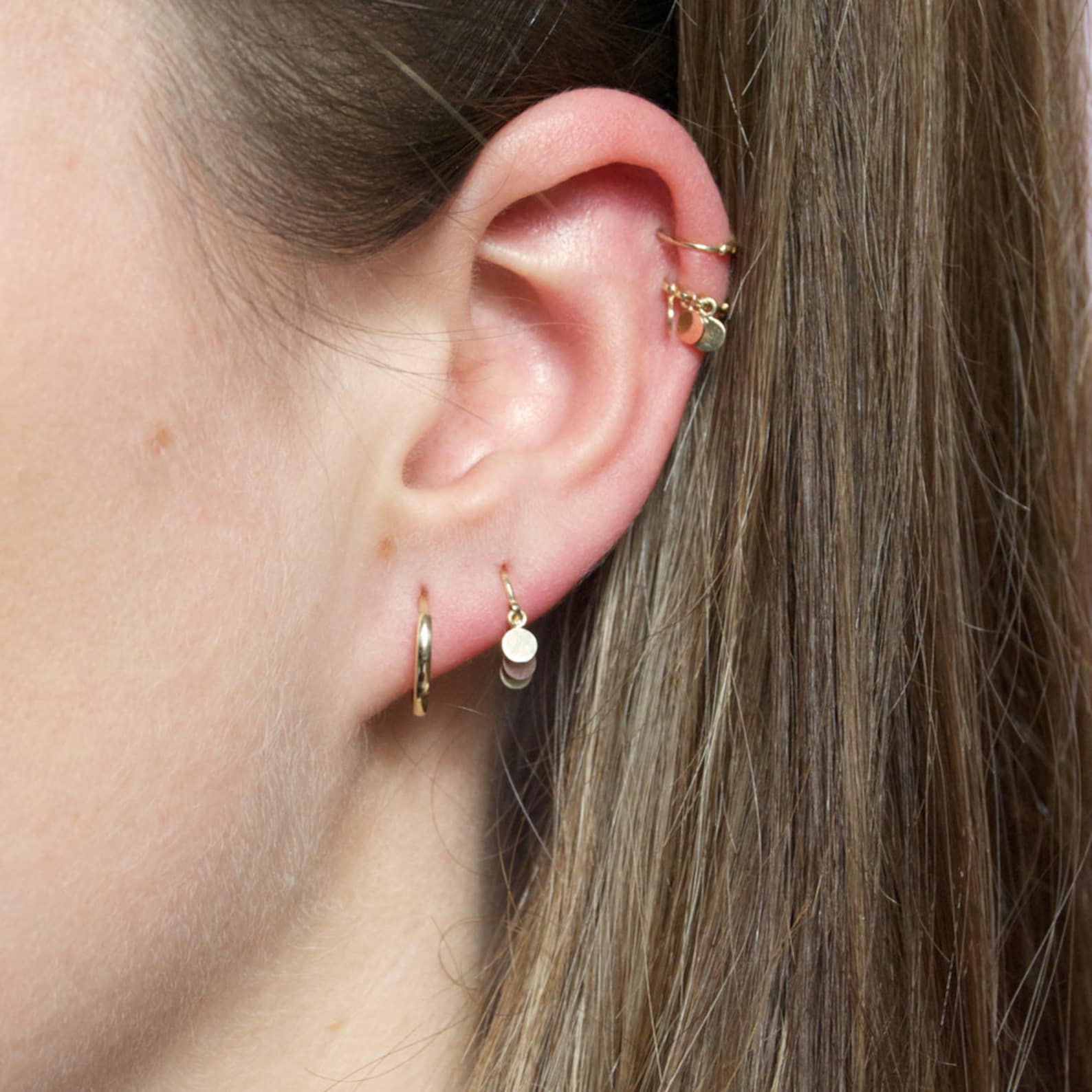 9ct gold charm hoop earrings tiny hoop gold hoop earring Etsy