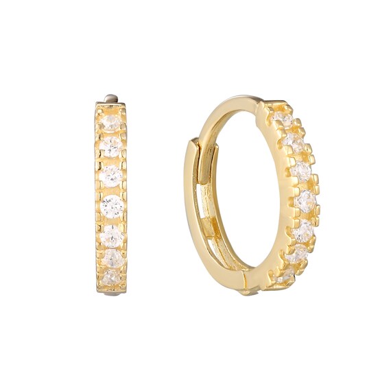 9ct gold cubic zirconia hoop best sale earrings