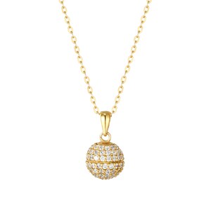 CZ studded sphere pendant necklace - pendant - gold necklace - silver necklace - cubic zirconia - silver - cz pendant - gold -A5-PD-1001