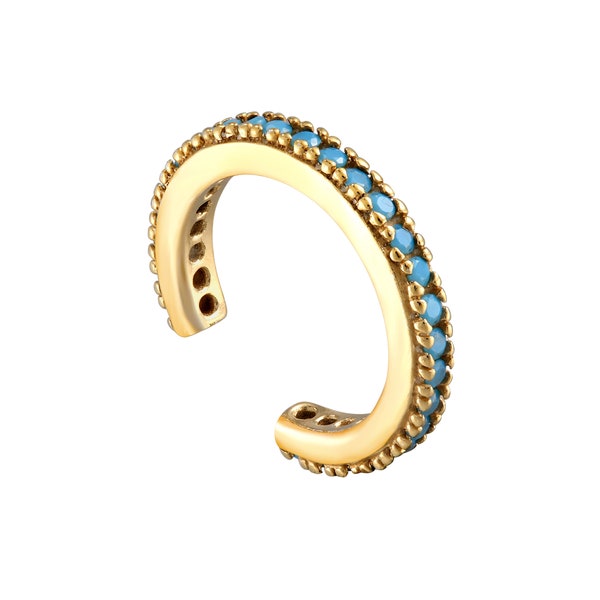 Turquoise - cuff earring - cuff - turquoise cuff earring - jewelry - conch - no piercing - ear cuffs - helix - cartilage -E4CU-1511-1782-TUR