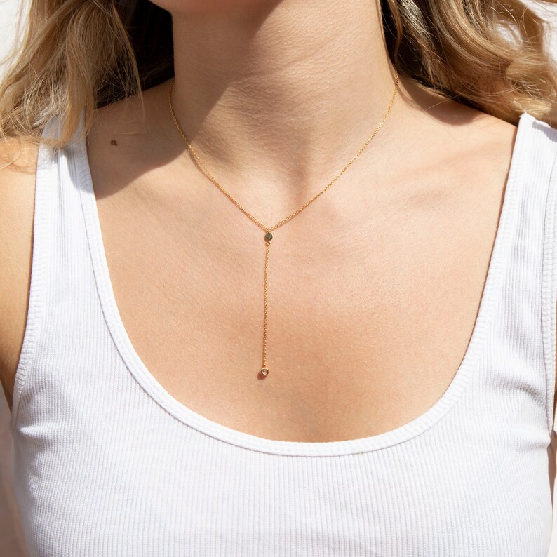 Gold Lariat Lariat Necklace Statement Necklace Cz Etsy