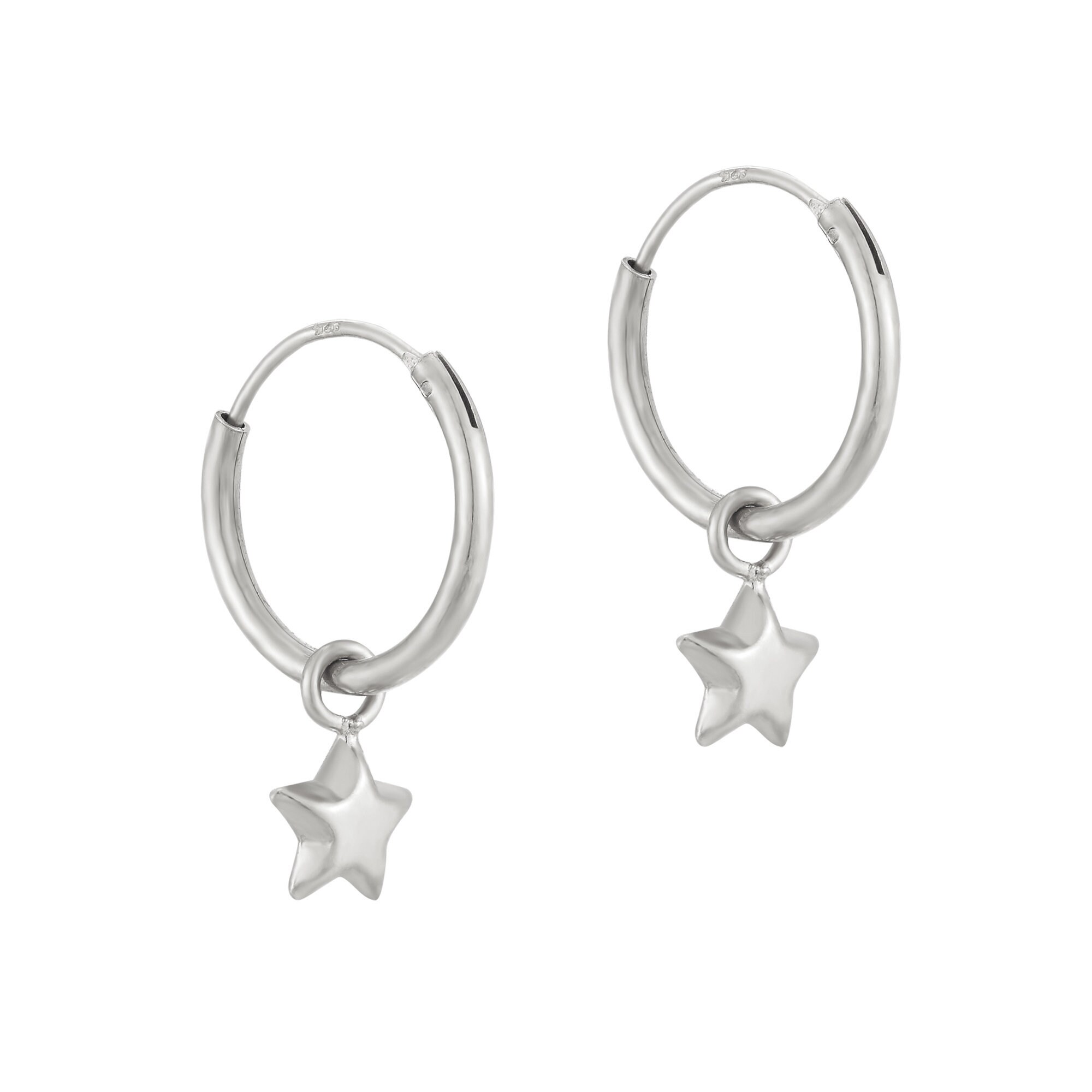 Tiny Star Charm Hoops Small Hoops Hoop Earrings Silver - Etsy Canada