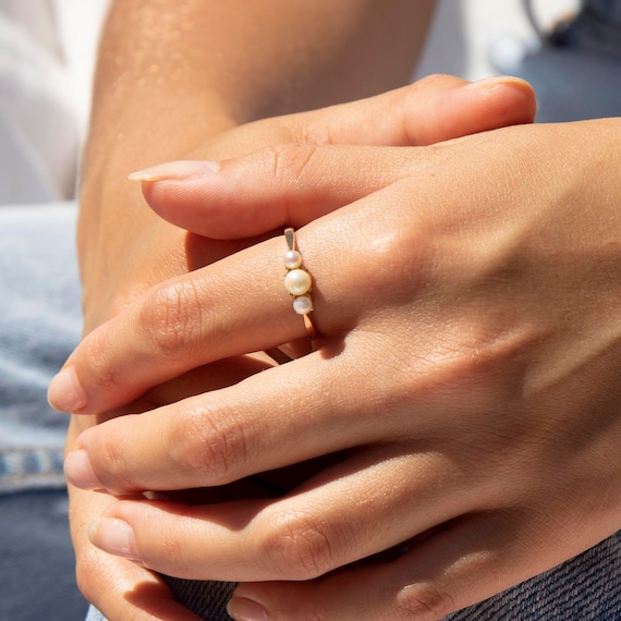 9ct gold - pearl antique ring - ring - pearl ring